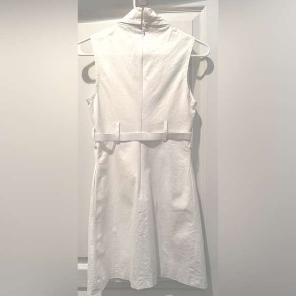 Milly Sleeveless Ivory White Runway Front Cutout Belted Mini Dress - Picture 7 of 8